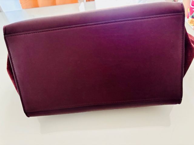 Bolso Céline Trapéze de Cuero Beige y Granate