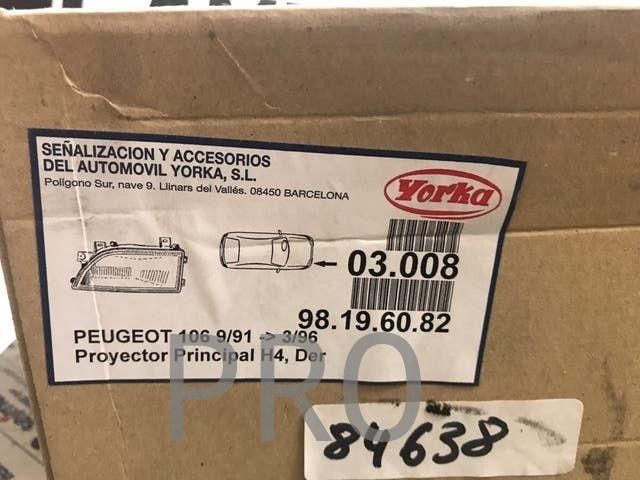 Faro Peugeot 106 derecho nuevo yorka
