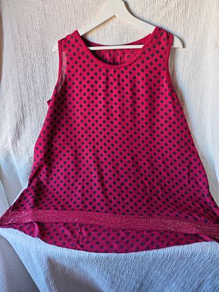 Camisa tirantes rojo lunares negros talla L mujer