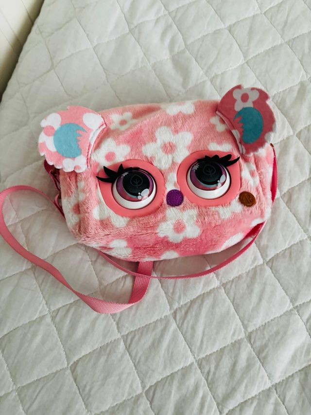Bolso de peluche con ojos móviles