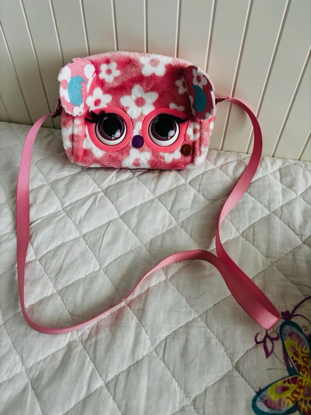 Bolso de peluche con ojos móviles