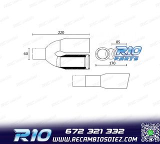 COLA ESCAPE DOBLE OVALADA ACERO INOX