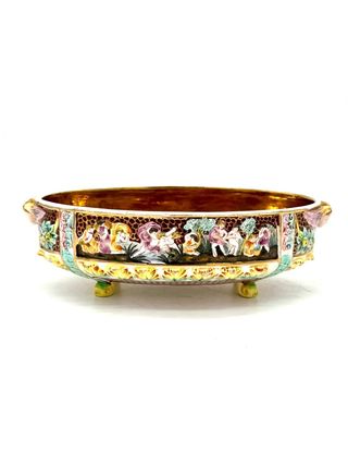 Centrotavola ceramica italiana con putti – stile Capodimonte – 29 cm