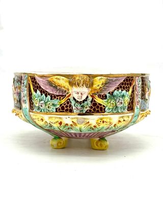 Centrotavola ceramica italiana con putti – stile Capodimonte – 29 cm
