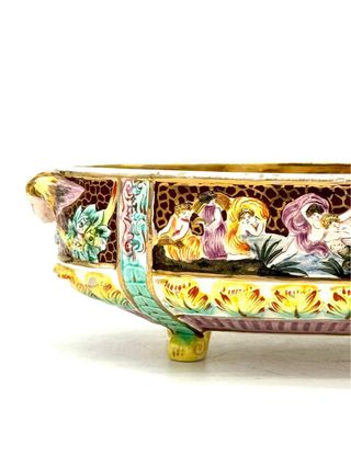 Centrotavola ceramica italiana con putti – stile Capodimonte – 29 cm