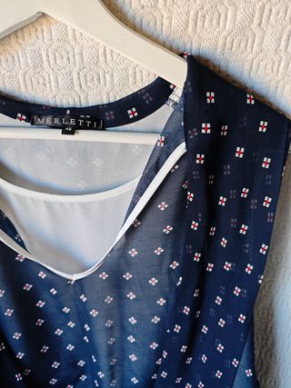 Camisa blanca azul talla L mujer Merletti tirantes