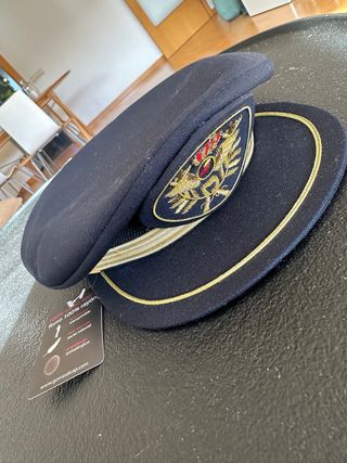 Gorra piloto aviación azul y dorada