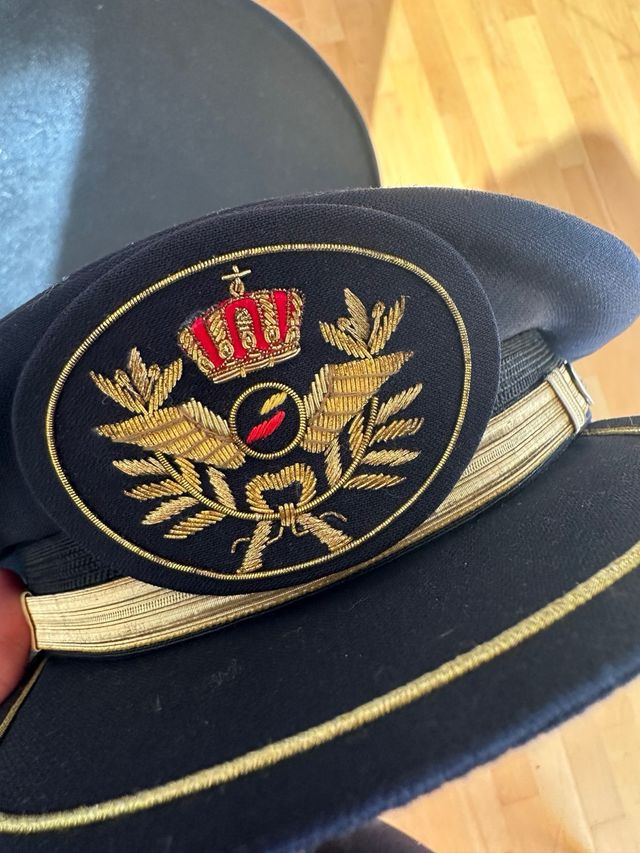 Gorra piloto aviación azul y dorada