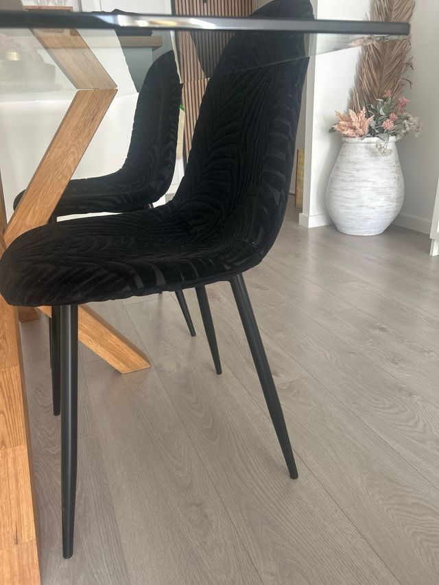 Juego de 2 Sillas de Salón Terciopelo Negro P/u