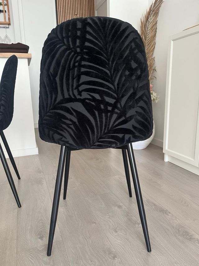 Juego de 2 Sillas de Salón Terciopelo Negro P/u