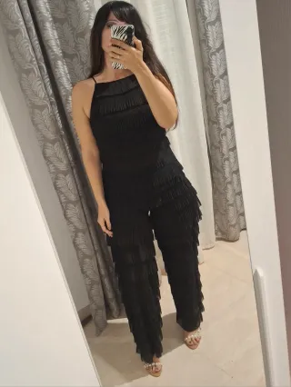 Conjunto Zara volantes fiesta negro semitransparen