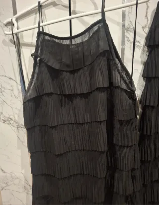 Conjunto Zara volantes fiesta negro semitransparen