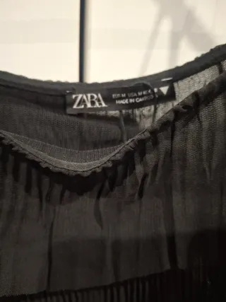 Conjunto Zara volantes fiesta negro semitransparen