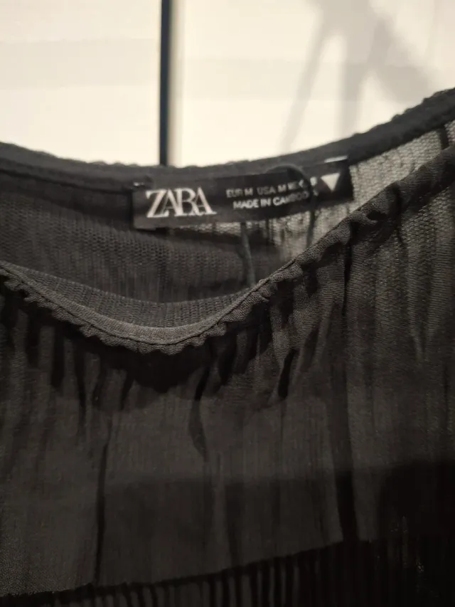 Conjunto Zara volantes fiesta negro semitransparen