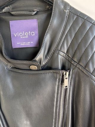 Chaqueta cuero negra Mango Talla L