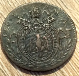 1 Quattrino Romano 1824 Moneta Antica