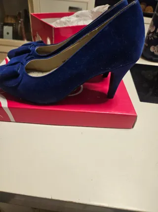 Zapatos azules tacon mujer talla 38