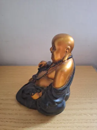 Statuetta Buddha Ridente Budai Bronzo nero