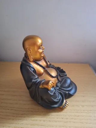 Statuetta Buddha Ridente Budai Bronzo nero