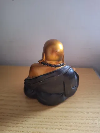 Statuetta Buddha Ridente Budai Bronzo nero