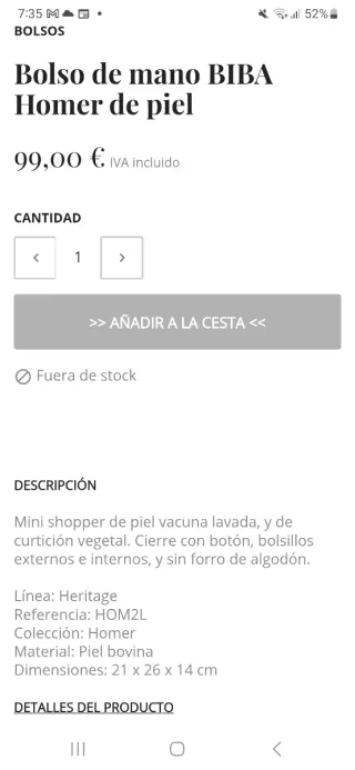 Bolso BIBA Homer Piel Marrón