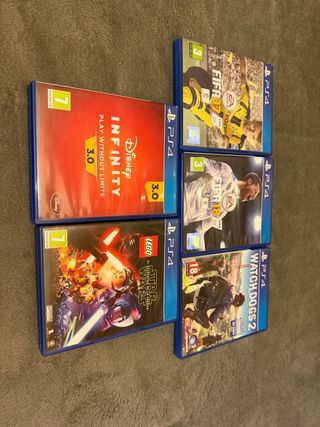 Lote Juegos PS4: FIFA 17, 18, Watch Dogs 2, Star W