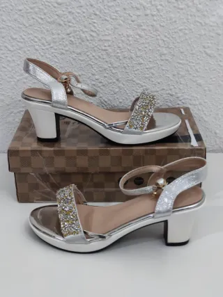 Cretuao Sandalias de tacón cuadrado