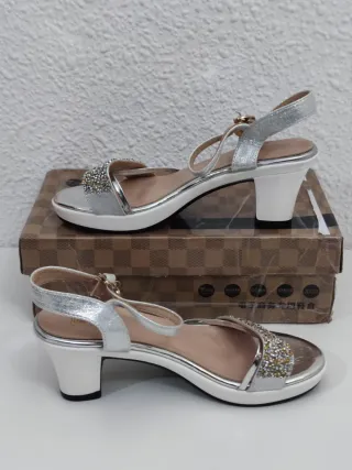 Cretuao Sandalias de tacón cuadrado