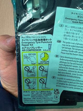 Kit gonfiaggio sicurezza Toyota Compressore