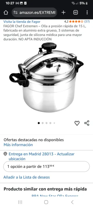 Olla Fagor Chef Extremen 15L sin usar