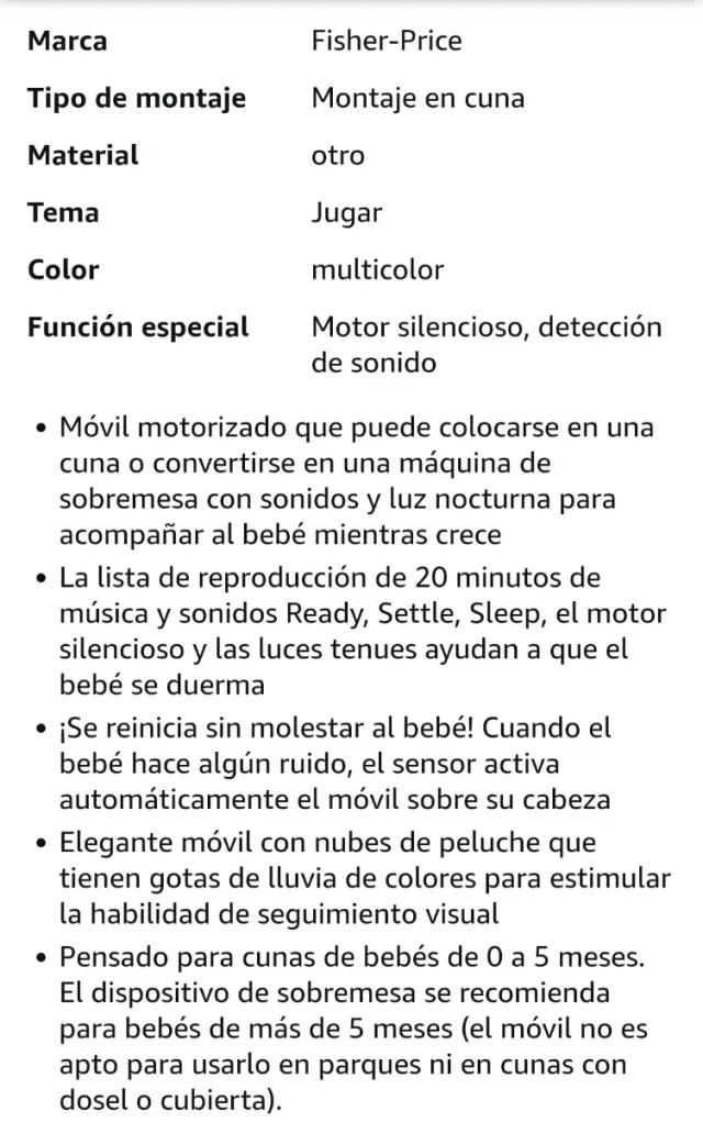 Móvil Cuna Fisher-Price Nubes y Arcoíris