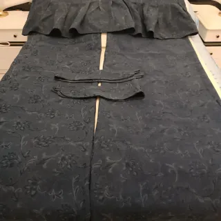 2 Cortinas Azul Marino Adamascadas