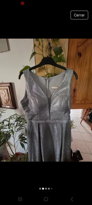 Vestido largo plateado fiesta Talla L