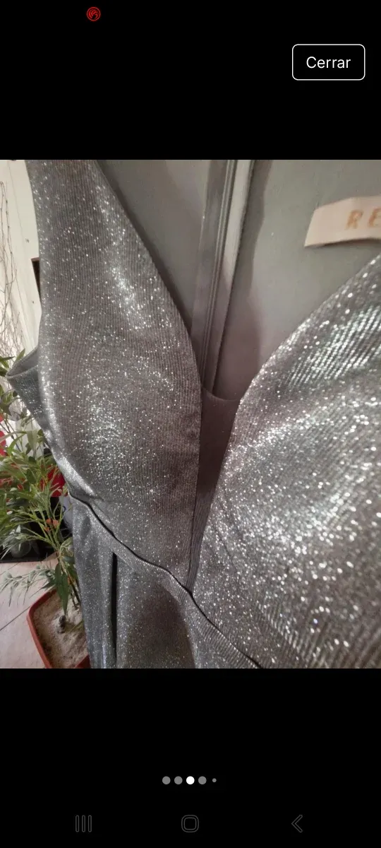 Vestido largo plateado fiesta Talla L