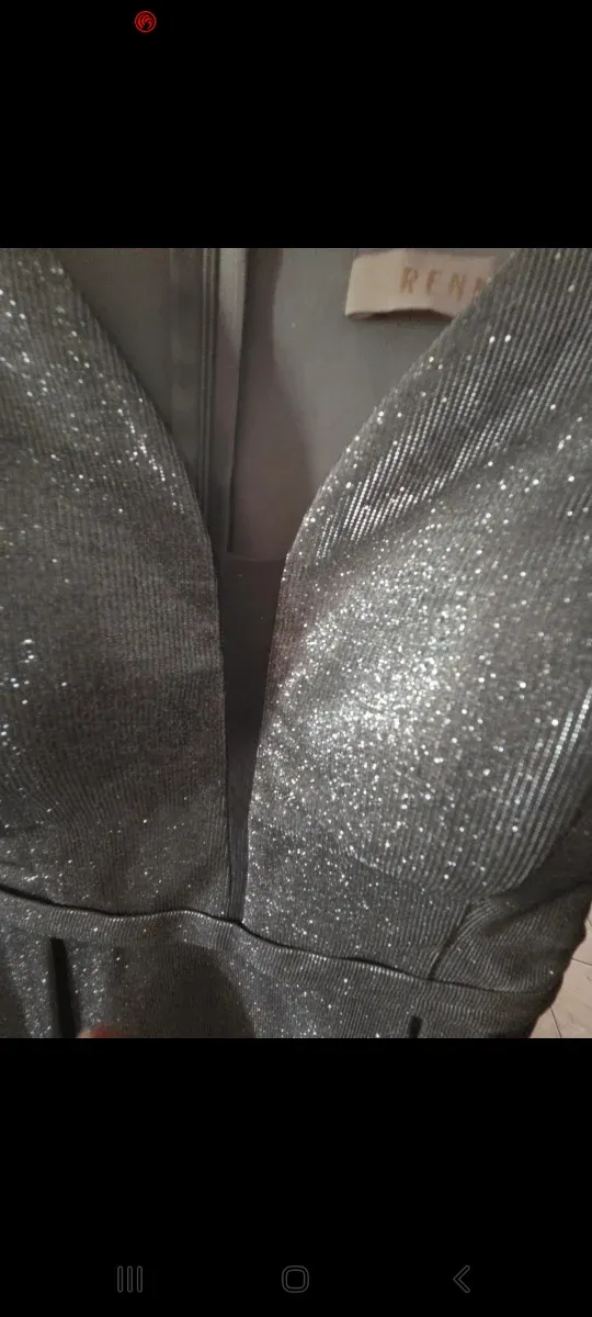 Vestido largo plateado fiesta Talla L