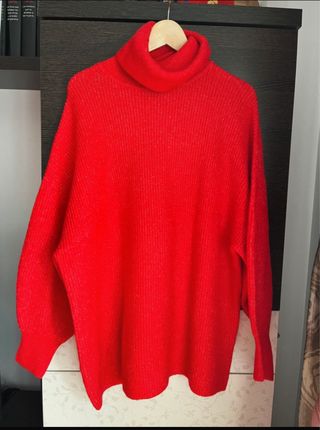 Jersey Mango Cuello Alto Ancho Talla L Rojo