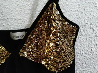 Top tirantes Blanco lentejuelas doradas