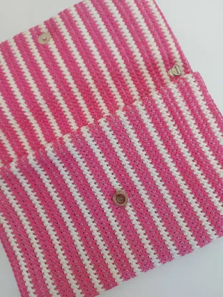 Bolso de mano rayas rosa y blanco