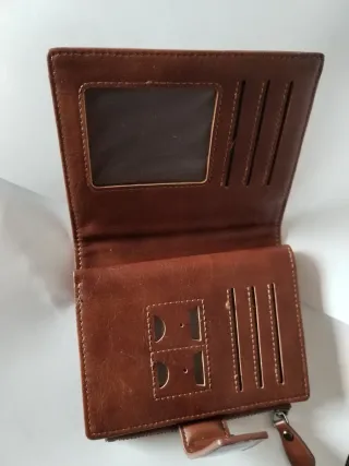 Cartera de piel Binliroo marrón