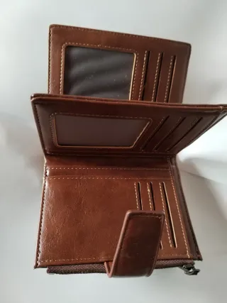 Cartera de piel Binliroo marrón