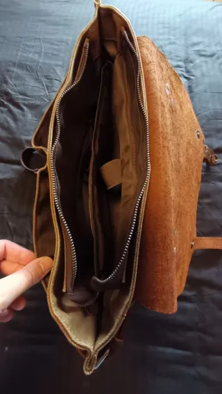 Bolso bandolera de lona y cuero