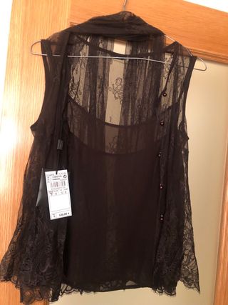 Blusa fiesta encaje negro Talla M
