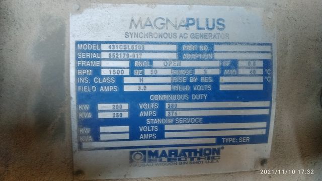 Grupo electrógeno Cummins 250 kVA