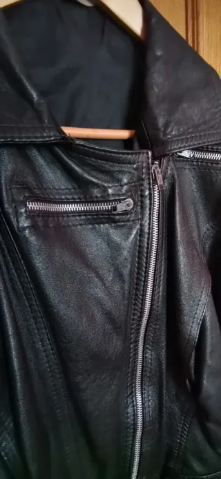 Cazadora Piel Vintage Mujer Negra