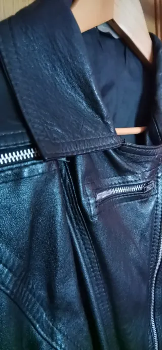 Cazadora Piel Vintage Mujer Negra