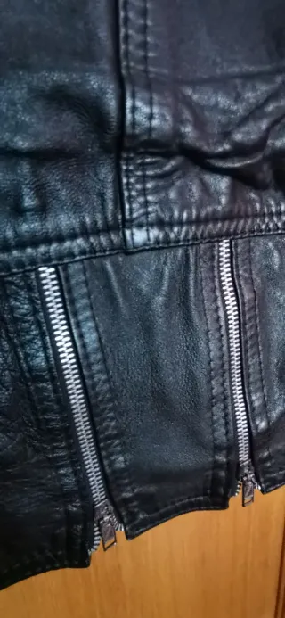 Cazadora Piel Vintage Mujer Negra