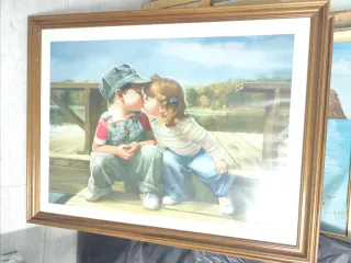 Cuadro niños besándose