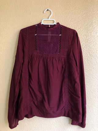 Camisa burdeos manga larga