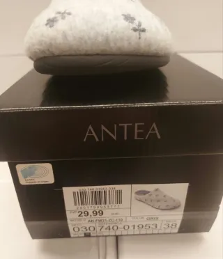 Zapatillas ANTEA Talla 38 Flores Grises
