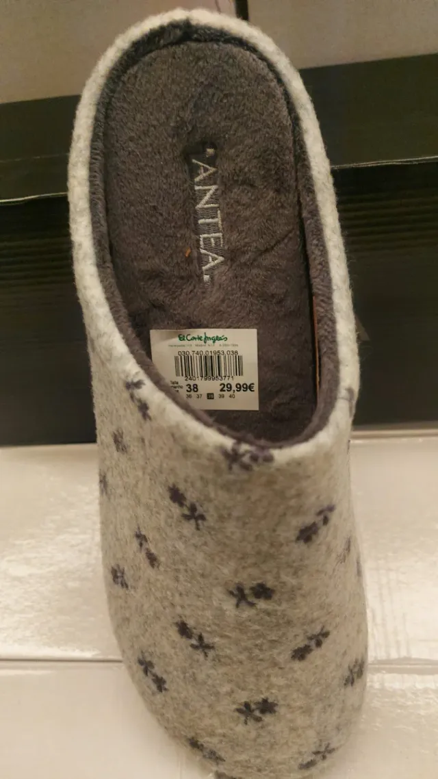 Zapatillas ANTEA Talla 38 Flores Grises